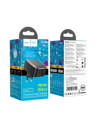 Сетевое Зарядное Устройство Hoco CS33A 1USB/2USB-C PD/QC 30W