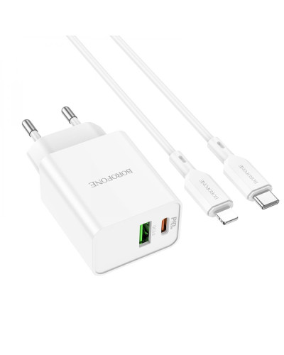 Сетевое Зарядное Устройство Borofone BA69A Resource PD20W+QC3.0 Type-C to Lightning