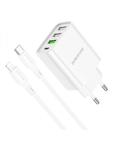 Сетевое Зарядное Устройство Borofone BA79A Clever PD20W/QC (1C3A) Type C to Lightning