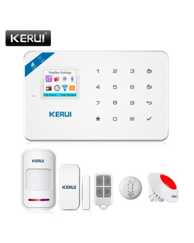 Охоронна сигналізація KERUI W18, Wi-Fi, GSM. Датчик відкриття, датчик руху, датчик диму, бездротова сирена, брелок