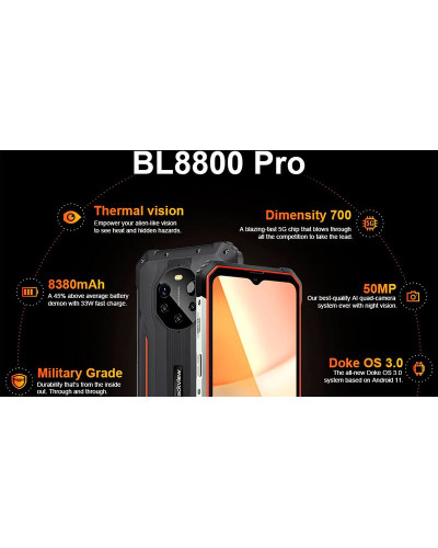 Blackview BL8800 Pro 5G 8/128Gb orange ТЕПЛОВІЗОР