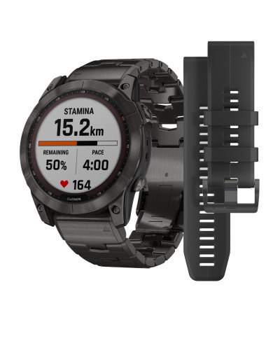 Смарт-годинник Garmin Fenix 7X Sapphire Solar C. Grey DLC Titanium w. Carbon Grey DLC Vented T. Band (010-02541-27)