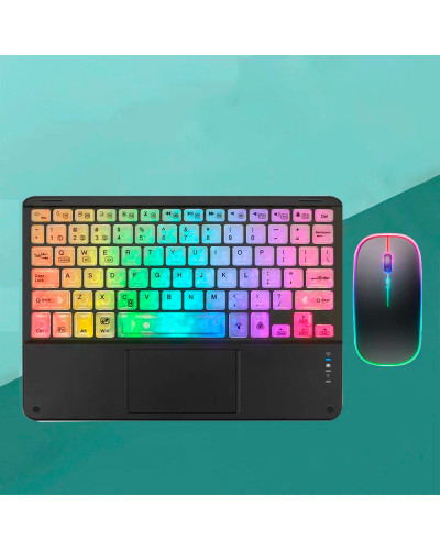 Клавіатура KOYO з підсвічуванням, тачпадом та мишою black Russian Bluetooth