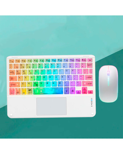 Клавіатура KOYO з підсвічуванням, тачпадом та мишою white Russian Bluetooth